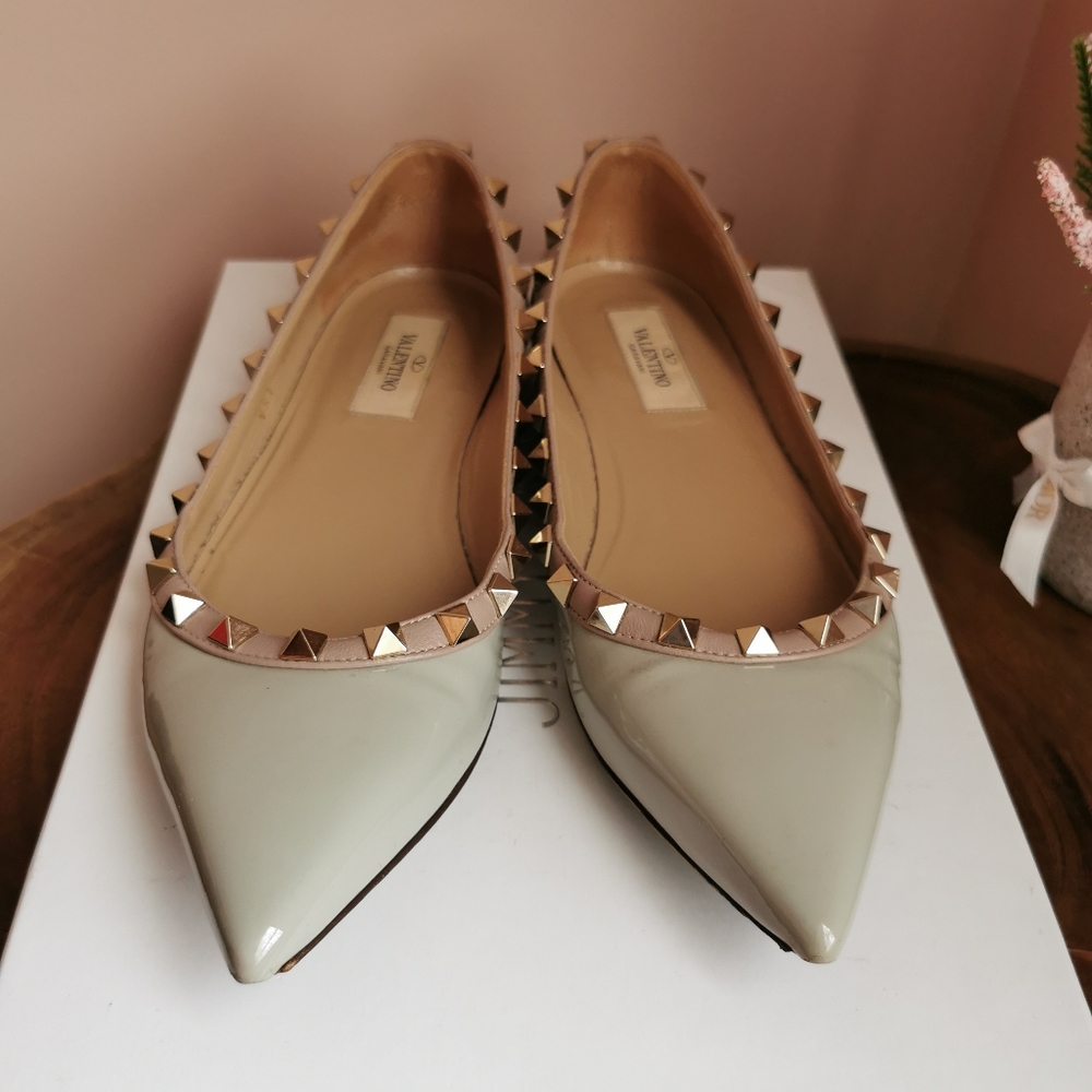 Valentino Garavani Rockstud patent leather ballet flats